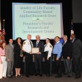 Quality of Life Council Outstanding Community Partner of the Year, Broward Sheriff’s Office (BSO). From left to right: Kimberly Durham, Psy.D., NSU; Darren Sieger, BSO; Tammy Kushner, Psy.D., NSU; Colonel Timothy Gillette, BSO; George L. Handbury II, Ph.D., NSU President/CEO; Captain Robin Larson, BSO; Frank DePiano, Ph.D., NSU; Vincent B. Van Hasselt, Ph.D., NSU; and Leslie Taylor, Ph.D., BSO.