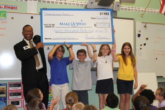 University School of NSU students collected and sold toys, books and music to raise more than $20,000 for the Make-A-Wish Foundation in 2012.