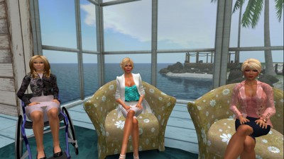 Avatars of the research team in an area of the private Second Life® island where amputees will be able to meet virtually as part of the study