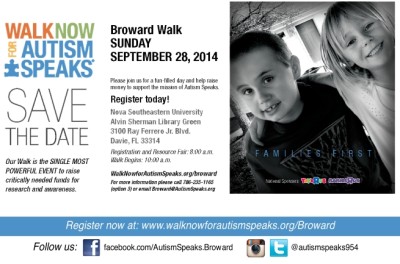 2014 Broward Walk Now for Autism Speaks - Save the Date invite