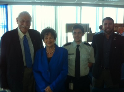 Left to right:  Chancellor Ray Ferrero, Jr., Congresswoman Lois Frankel (D-22), Fred Roger, NSU alumni and executive director of The Veterans Trust, and far right in uniform, NSU doctoral candidate  Jared S. Link, 2nd Lt. USAF