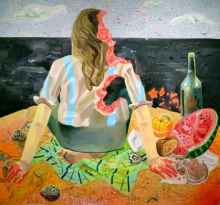 Gouged Girl, 2008 Oil on canvas 72 x 78 inches
