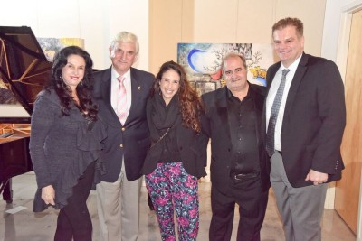 Giselle Brodsky, co-founder, The International Piano Festival in Miami; NSU President Dr. George Hanbury; Janina Brandt; Jorge Luis Prats, pianist from The International Piano Festival in Miami; and Dr. H. Thomas Temple