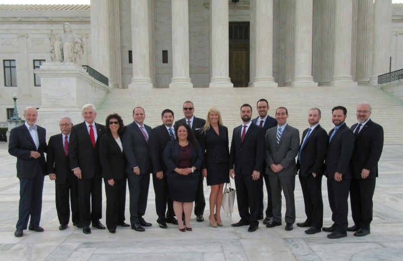 From l. to r.) Bruce Rogow, NSU Law Professor Emeritus; Martin Press, NSU Trustee; NSU President Dr. George L. Hanbury, and (far right) Jon Garon, dean of the Shepard Broad College of Law, with newly admitted to Supreme Court lawyers Lisa Goldberg, Joseph Natiello, Nathaniel Flinchbaugh, Tara Campion, Steven Farbman, Jane West, Michael Pascucci, Michael Ehren, Adam Schloss, Benjamin Lopatin and Joshua Eggnatz. Emmanuela Charles, was also admitted but is not pictured. 