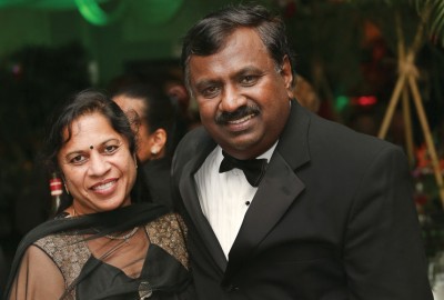 Appu Rathinavelu, Ph.D., executive director of NSU’s Rumbaugh-Goodwin Institute for Cancer Research with wife Prema Rathinavelu Photo by Ashley Sharp and Kara Starcyk Bosworth