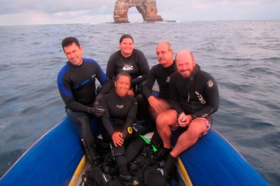 Riegl, Ph.D. with science team in Galapagos