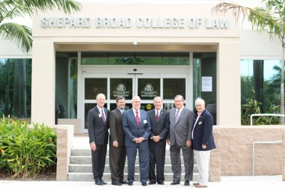 From Left to Right: David Ackerman (West Palm Beach), Frank McDonald (Orlando), Mike Burman (West Palm Beach), Gordon James (Ft. Lauderdale), Sam Holland (Miami) and Michael Richmond, NSU Law Faculty member
