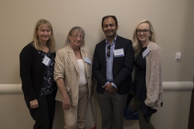 Dr. Emily Schmitt Lavin, Chair Department of Biological Sciences (DoBS); Dr. Robin Sherman, Associate Dean HCNSO, Dr. Sunil Patel (HCNSO Class of 2002) and Dr. Katie Crump (DoBS) conducted mock interviews for students at one of 40 interviews provided at the event.