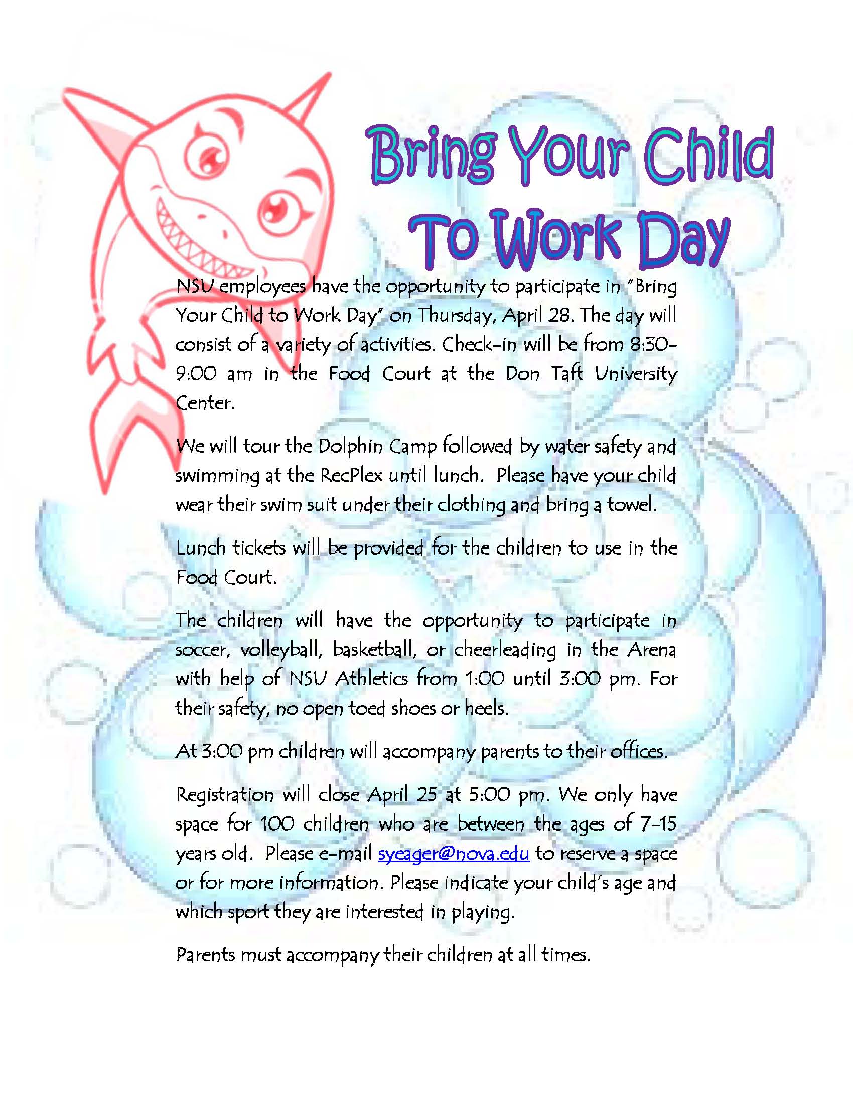 NSU to Host Annual Bring Your Child to Work Day, Apr. 28 NSU Newsroom