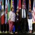 Wells Singleton, Ph.D., dean of Fischler School, poses with students during the conference.