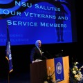 President Hanbury addressed more than 130 students, faculty, staff, distinguished guests and their families at the NSU Salute to Veterans and Service Members.