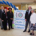 Broward County Library Director Robert E. Cannon, Vice President for Information Services and University Librarian Lydia Acosta; Broward County Administrator Bertha Henry; NSU President George L. Hanbury II and Julie Hunter, associate director of Broward County Libraries.