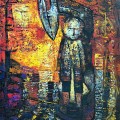 Guardian of the Spear (2005) by Philippe Dodard, Acrylic on canvas; 36"x 48