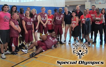 olympics special athletes volunteer nsu student volleyball danielle graham poses team center
