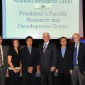 PFRDG Winners with NSU President George L. Hanbury, II, Ph.D.: Don Rosenblum, Ph.D., dean of the Farquhar College of Arts and Sciences, Emily Smith, B.S., Joe Lopez, Ph.D., Song Gao, Ph.D., and Dick Dodge, Ph.D., dean of the Oceanographic Center.