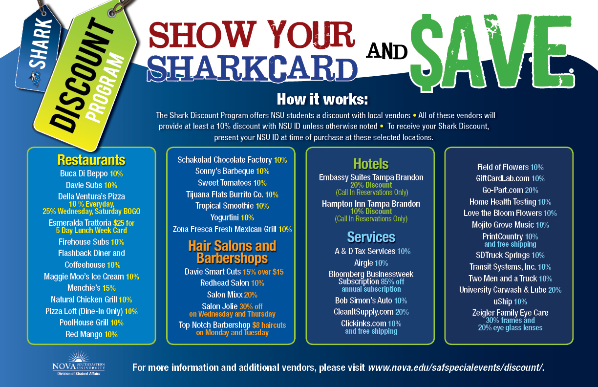 Benefit from the Shark Discount Program | NSU Newsroom