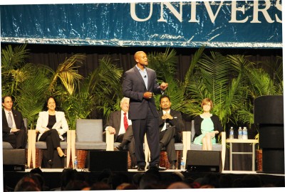 Youth advocate Wes Moore delivers the keynote talk during Convocation.