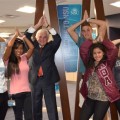 President Hanbury and students celebrate being NSU Sharks!