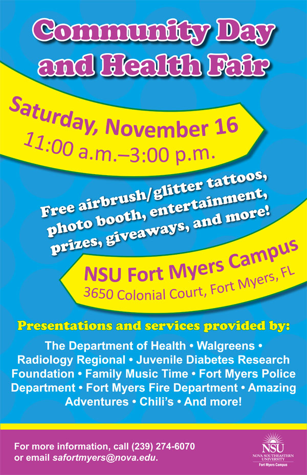 Community Day and Health Fair at NSU Fort Myers Campus, Nov. 16 NSU