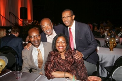 (L to R) Babacar MBow, African Presence Curator; NSU Trustee Sam Morrison; Greg Sidberry,  Committee Member and Rosalind Withers, president of Withers Collection Museum & Gallery