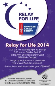 Sign up now for Relay for Life 2014, Starts April 12 | NSU Newsroom