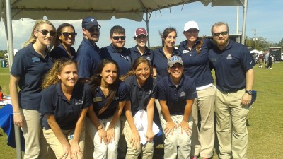 Left to right, front: occupational therapy students Chelsea Brown, Stephanie Palazzolo, and Michele LaTempa, and doctor of physical therapy student Christina Rankin; back: occupational therapy students Emalie Styles and Alexis Glover, doctor of pharmacy students Michael Garcia and Keith Hoffman, and doctor of physical therapy student students Kenzie Rowda, Stephanie Berman, Christine Young, and Derek Lair  
