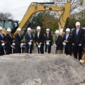 NSU representatives and supporters break ground on the $80 million Center for Collaborative Research. 