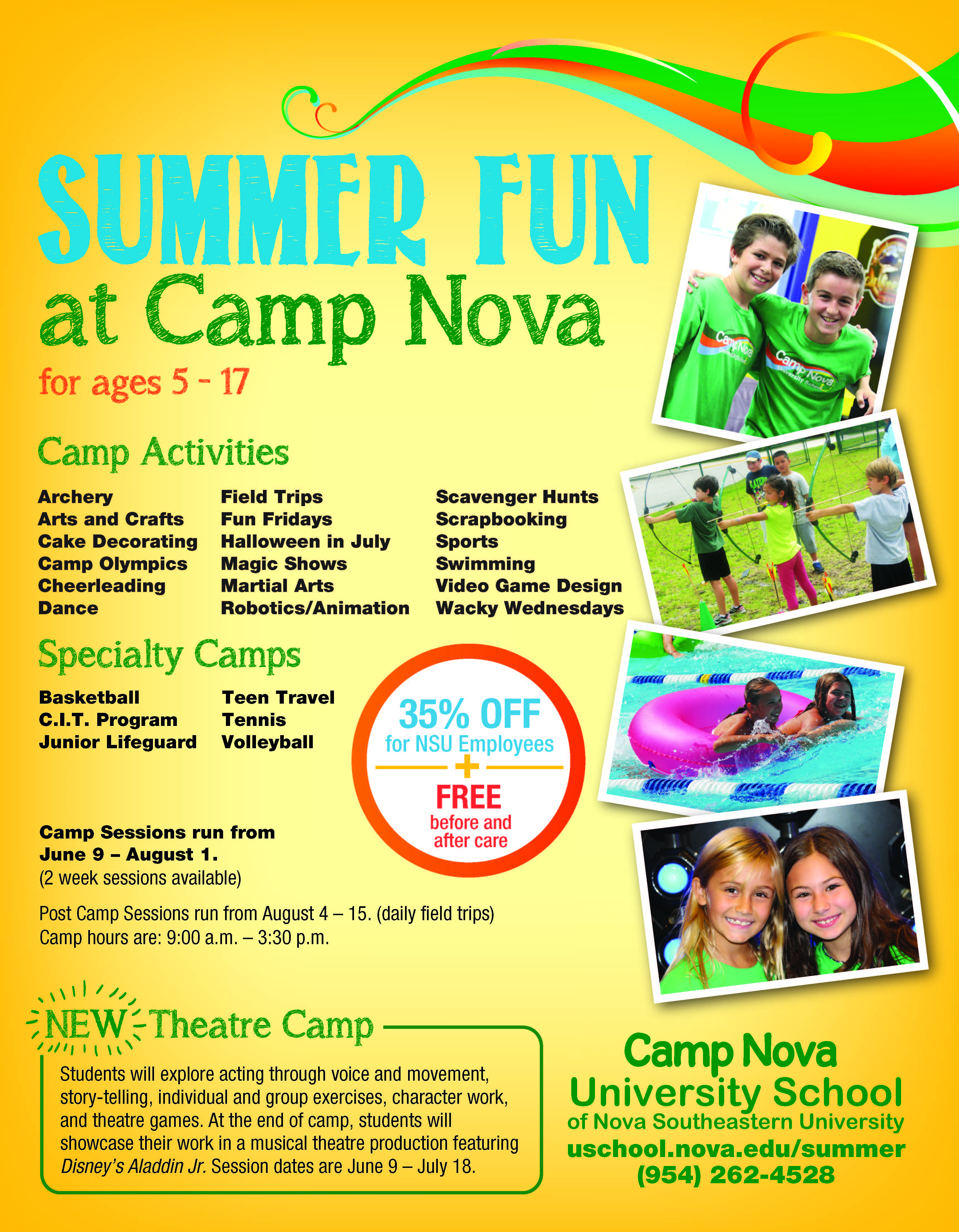 Last Chance to Receive 35 Off at Camp Nova this Summer! NSU Newsroom