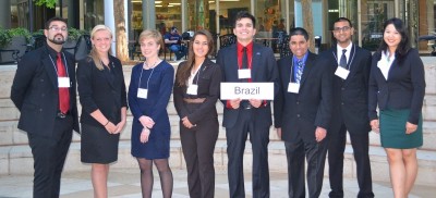 Students representing NSU’s Model United Nations Team at the Southern Regional Model United Nations conference included (from left) Andrew Jones, Desiree Kennedy, Linea Cutter, Vanessa Duboulay, Marco Baez, Nadim Visram, Rehan Sherali, and Mei Pou.