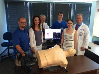 Photo from left to right:  Juan Zayas, Jr.; Dr. Joette Giovinco; Bruce Martin, Program Professor; Andy Deck, NSU Cardiovascular Sonography Student;  Kimberly Shaw, NSU Tampa Assistant Director and Sam Yoders, Program Director.