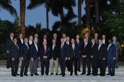 – Front Row (left to right): Armando Leighton, Jr., Founder & CEO, CRS Jet Spares; Jack E. Abdo, Vice Chairman of the Board Executive Committee, BBX Capital  Corporation; H. Wayne Huizenga, Chairman & CEO, Huizenga Holdings; Joseph C. Amaturo, Amaturo Group, Ltd.; Thomas J. Miller, CEO, Miller Construction Company; Mike Jackson, Chairman & CEO, AutoNation Inc.;  Steven J. Halmos, President, Halmos Holdings;  James R. Dunn, Owner & President, S.P.D. Group, Inc. D/B/A, J.R. Dunn Jewelers; Mitchell W. Berger, Partner, Co-Chair, Founder, Berger Singerman, P.A.; Terry W. Stiles, Chairman & CEO, Stiles Corporation; J. Preston Jones (Dean, Huizenga Business School)          Top Row (Left to Right): James A. Cummings, President & CEO, James A. Cummings, Inc.; Charles L. Palmer, Managing General Partner, Managing General  Partner; Ralph A. Marrinson, President, Marrinson Senior Care; James Donnelly, Founder & CEO, Castle Group;  Jordan Zimmerman, Founder & Chairman, Zimmerman Advertising; George Hanbury II (President, Nova Southeastern University), Michael E. Maroone, President & CEO, AutoNation, Inc.; Douglas J. Von Allmen, Chairman & Founder, Beauty Alliance, Inc.; Rick Case, Chairman & CEO, Rick Case Automotive Group; Miles Austin Forman, President & Investor, American Marketing and Management; Philip P. Smith, Chairman & CEO, Phil Smith Management, Inc.;  Keith Koenig, President, City Furniture;  William E. Mahoney, Jr., Founder & President, Mahoney and Associates, Inc. 