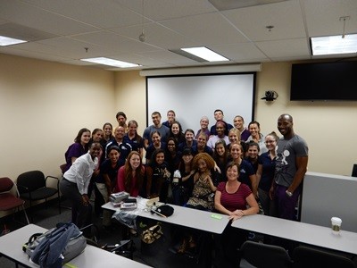 NSU speech language pathology and occupational therapy students with Queenie Archer