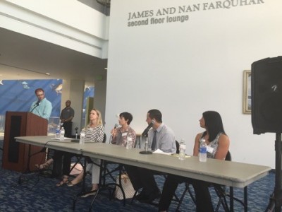 Matthew Collins, Ph.D., associate professor at the College of Psychology who served as moderator at Psychology Career Day, is joined by panelists Nadja Schreiber Compo, Jennifer Davidtz, Daniel Shapiro, and Lisa Franklin. 