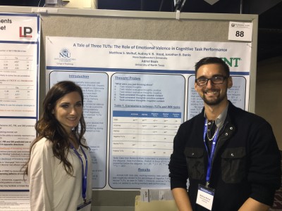 Matthew Welhaf and Audrey Hood, students in the College of Psychology’s M.S. in Experimental Psychology program, presented research at the Psychonomic Society’s annual meeting.