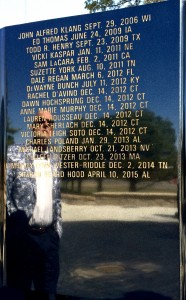 Scott Poland, Ed.D., professor at the College of Psychology, visited the Fallen Educators Memorial at Emporia State University, where he was a guest speaker. The monument is inscribed with the names of teachers killed in school-related violence.
