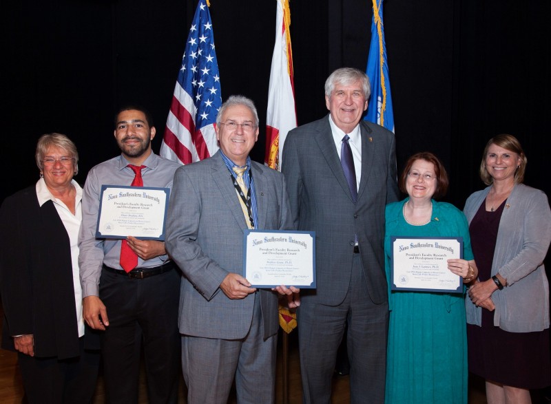Elaine Wallace, D.O., M.S., M.S., M.S., dean, HPD College of Medicine, Omar Ibrahim, B.S., student, Stephen Grant, Ph.D. Co-Principal Investigator, Ralph Rogers, Ph.D., Executive VP and Provost, Jean Latimer, Ph.D., Principal Investigator, Lisa Deziel, Pharm.D., Ph.D., BCPS, FASHP, dean, College of Pharmacy.