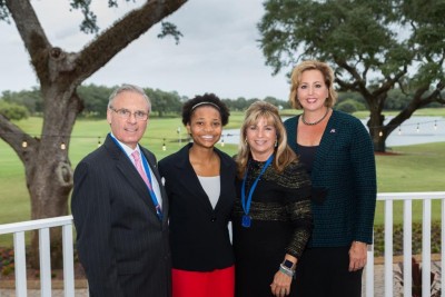 (L to R) NSU Trustee Alan B. Levan, Karena Washington, Susie Levan, Jennifer O’Flannery Anderson, Ph.D., Vice President of Advancement and Community Relations.