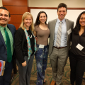 Alumni Presenters from the Undergraduate Biology Program with Office of Career Development. Pictured left to right: Emilio Lorenzo (Career Development), Emily Schmitt Lavin, Ph.D., (Biology Department Chair), Dana Altschul Haimo, MMS, PA-C (Class of 2008), Nick Carris, Pharm.D. (Class of 2008, and Zuhdiyah Darojat, D.M.D. (Class of 2006)