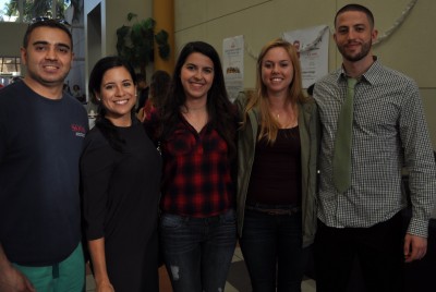 Alumni from the Halmos College of Natural Sciences and Oceanography (pictured left to right: Khayel Koppar, Catalina Rodriguez, Katrina Fins, Sara Rodriguez, and Austin Price)