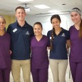 PT students team up with the occupational therapy program to provide interprofessional presentations on the benefits of collaborative health care. From left are students from the class of 2019—Tim Marten (PT), Haley Moore (OT), Ian Carroll (PT), Moriah Piazza (OT), Alice Nimmo (PT), Lyndsey Peterson (OT), and Erika Fassler (PT).