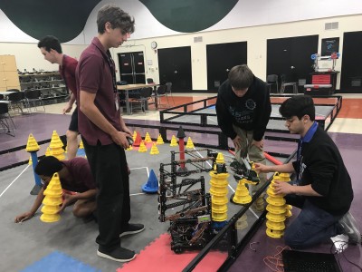 Students testing out their robot before the championship Photo Credit: Caitie Switalski / WLRN